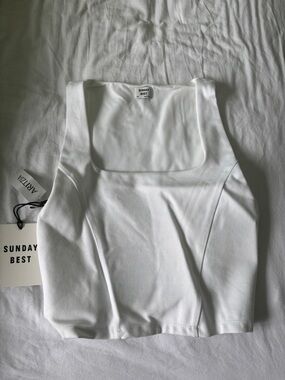 Sunday Best White Square-Neck Tank